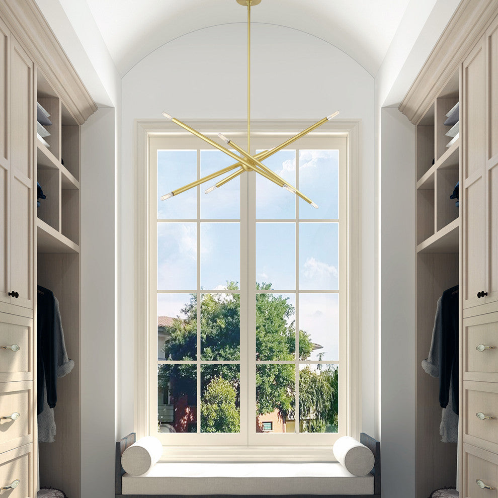 Livex Lighting Soho 8 Light Satin Brass Linear Chandelier