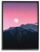 Moon Rise over Mountains with Pink Sky Photograph11x14