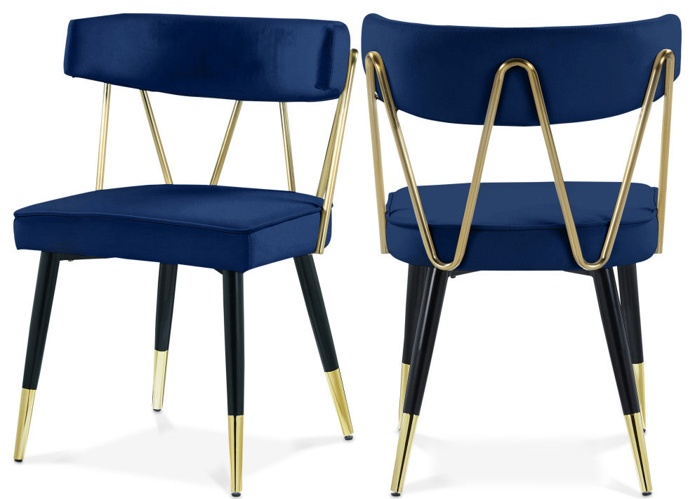 Rheingold Upholstered Dining Chair, Navy, Velvet