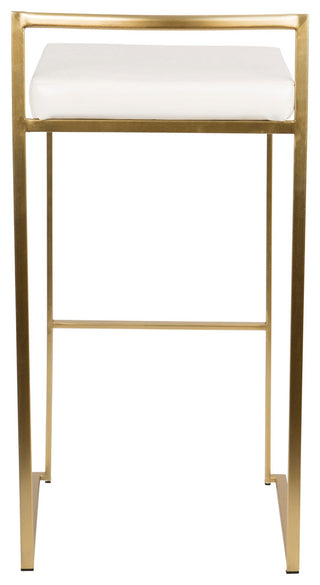 LumiSource Fuji Barstool, Gold and White PU, Set of 2