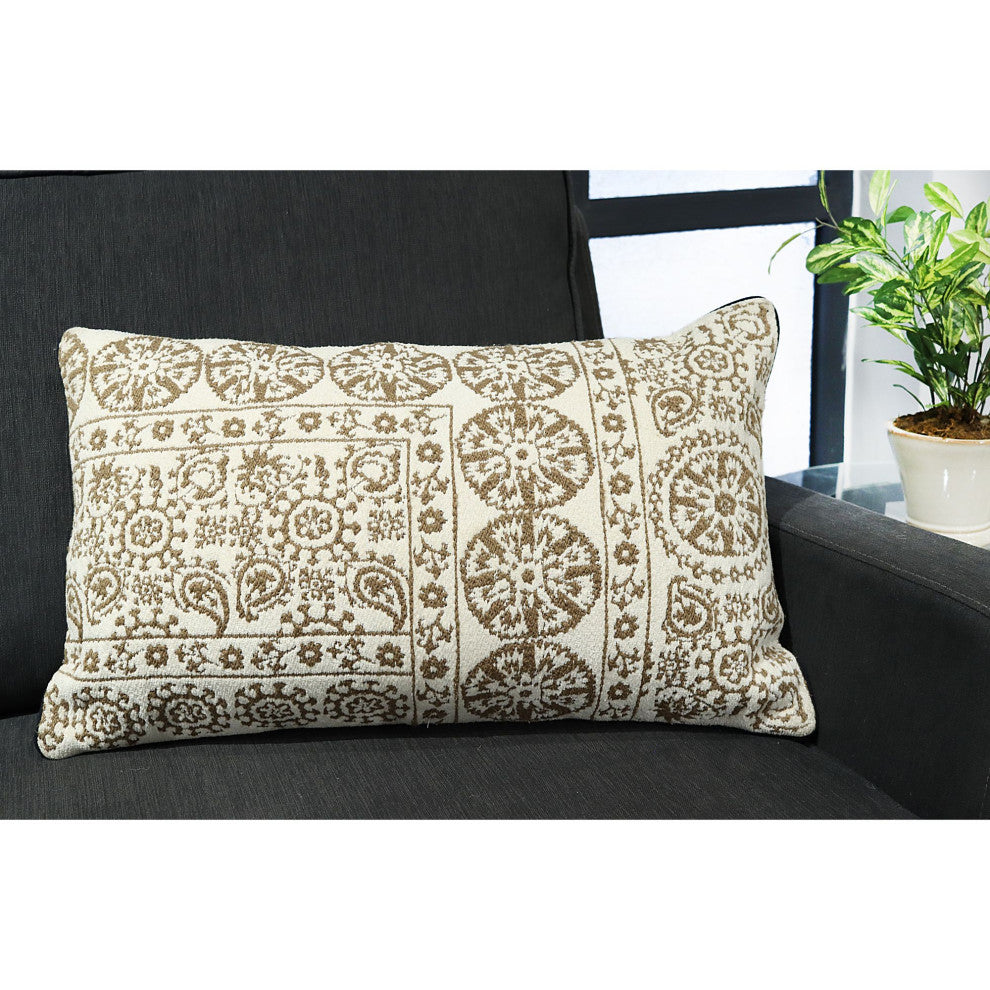 Brown Machine Woven Euterpe Throw Pillow, 16" x 26"