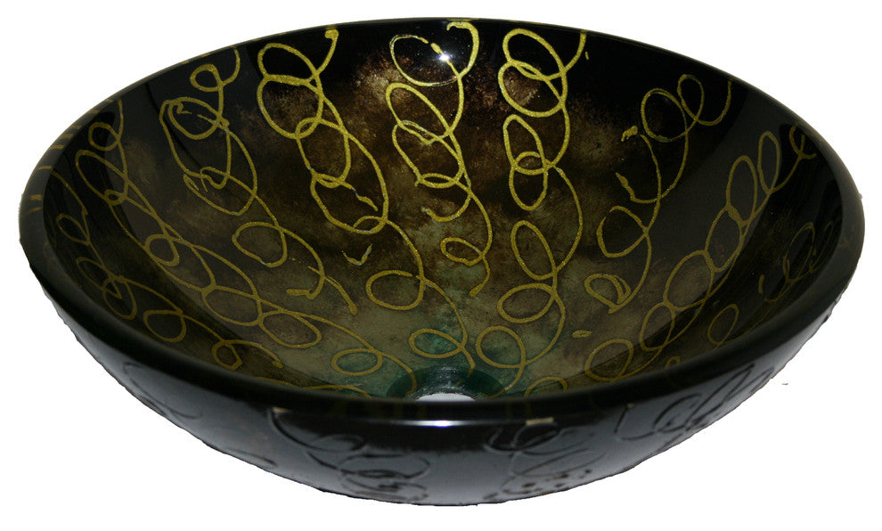 Legion Furniture Abstract Loops Tempered Glass Vessel Sink