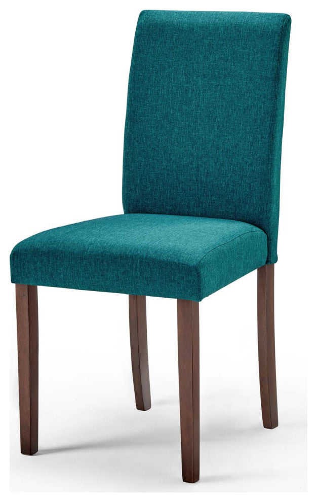 Side Dining Chair and Table Set, Fabric, Drak Brown Teal Blue, Modern, Bistro