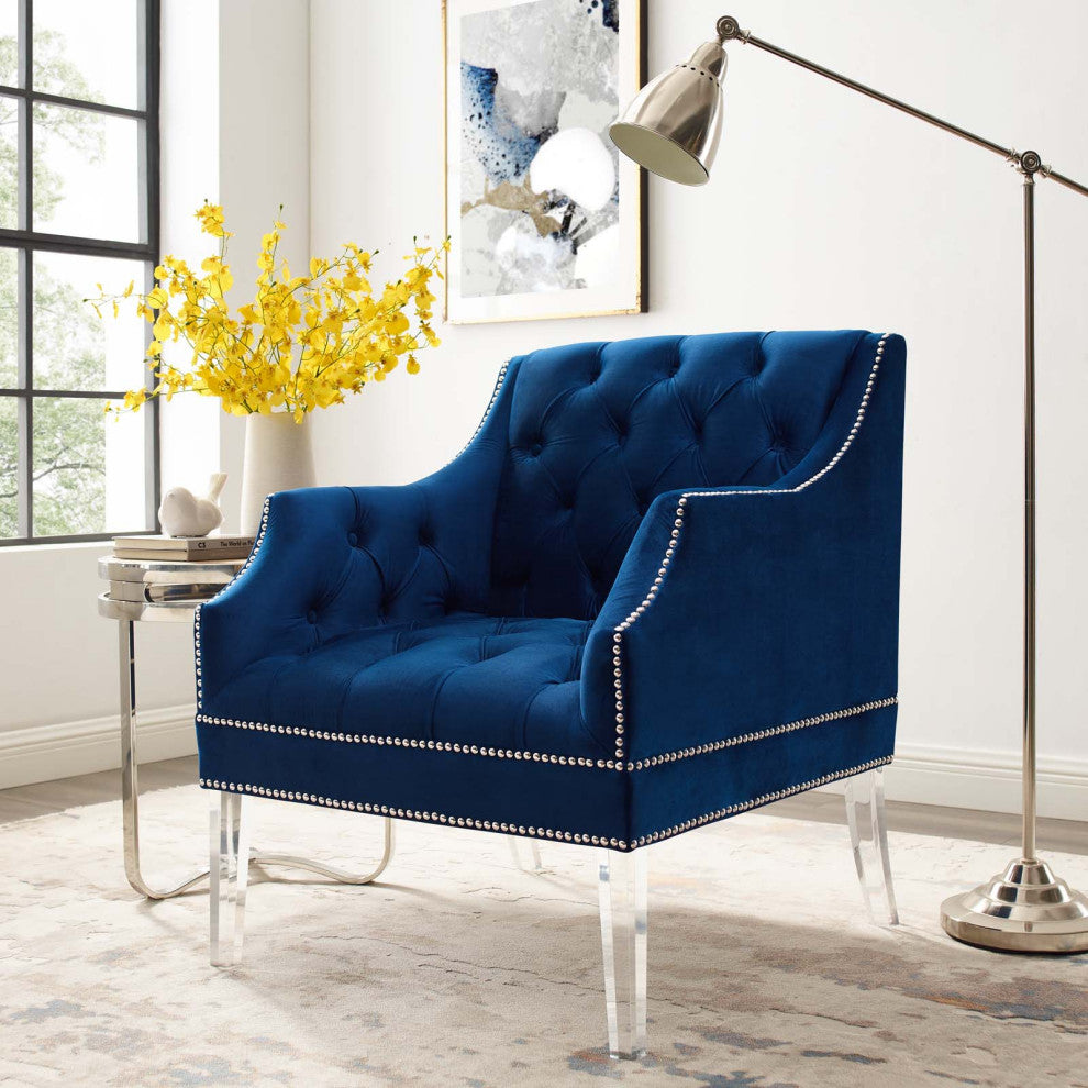 Proverbial Tufted Button Accent Performance Velvet Armchair by Modway