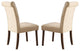 Set of 2 Beige Linen Upholstered Side Chair, Walnut Finish