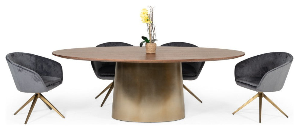 Gray Bronze Velved Dining Chair