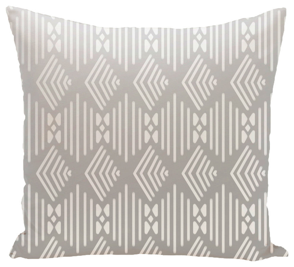Fishbones Geometric Print Pillow, Rain Cloud, 16"x16"
