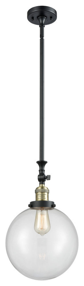 X-Large Beacon 1-Light Mini Pendant, Black Antique Brass, Clear