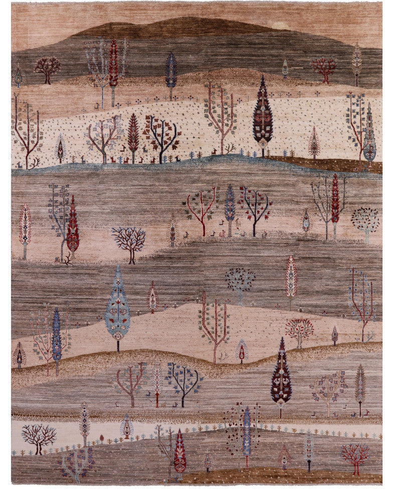 Hand Knotted Tribal Persian Gabbeh Rug 9' 1" X 12' 0" Q8167