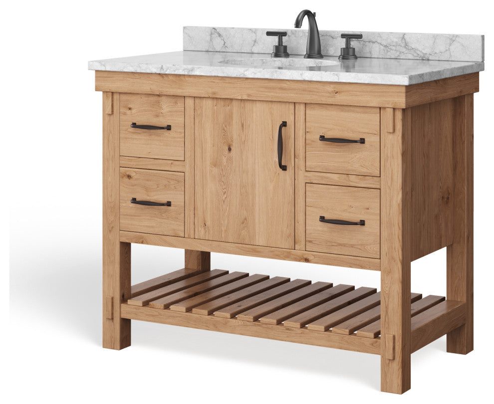 Bosque Bath Vanity, Driftwood, 42", Single Sink, Undermount, Freestanding