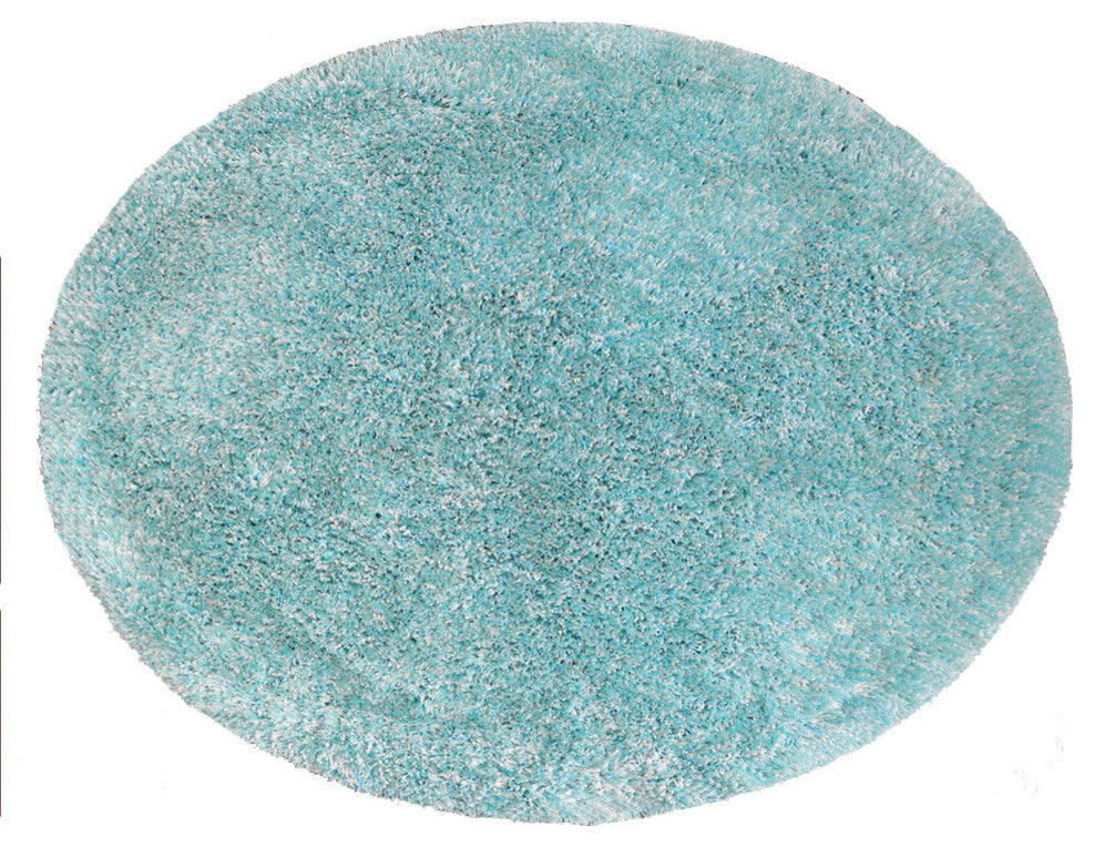 HAND TUFTED SHAG POLYESTER ECO-FRIENDLY AREA RUGS- Turquoise&White Color, Solid