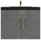 Rosa 30" Wall Mounted Modern Vanity, High Gloss Gray, Matt Black Top