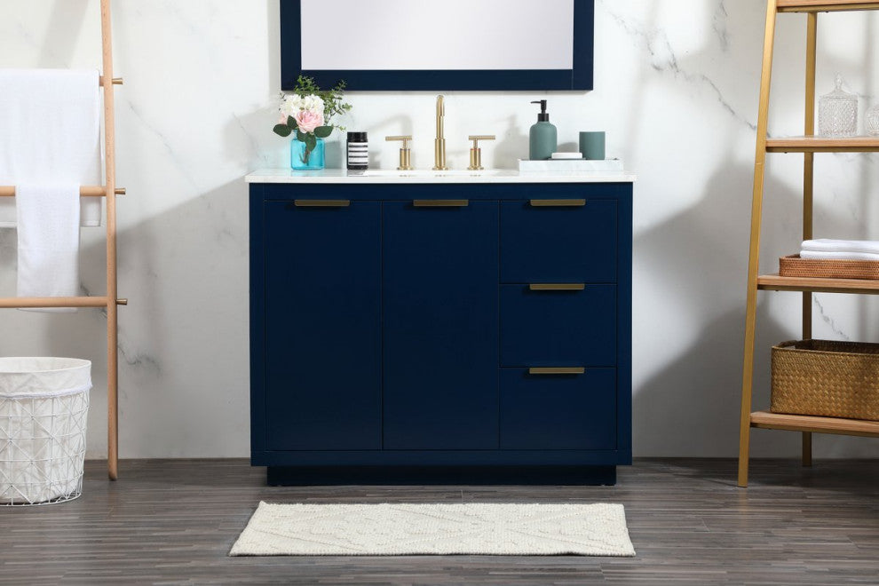 Bethany Single Bathroom Vanity, Blue, 42"