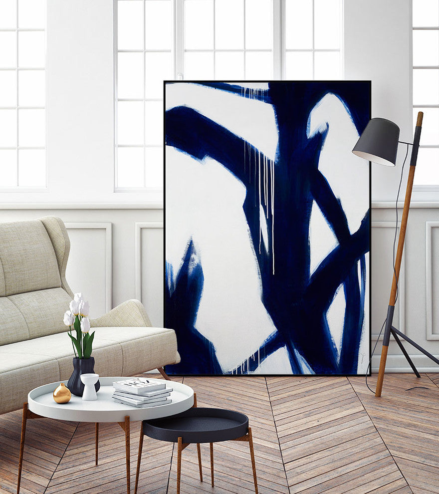 True Blue Art block Framed Canvas, 22"x28"