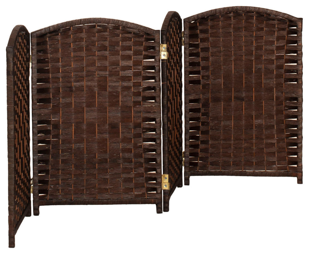 2 ft. Short Diamond Weave Fiber Room Divider Dark Mocha 4 Panel
