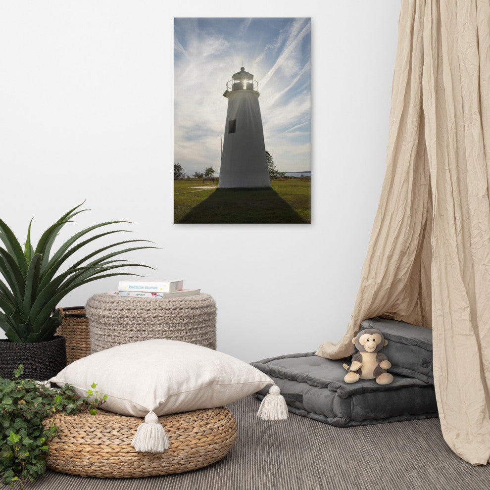 Turkey Point Lighthouse with Sun Flare Coastal Canvas Prints, 24" X 36"