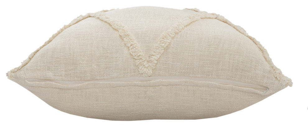 Ox Bay Handwoven Natural Beige Diamond Organic Cotton Pillow Cover, 26"x26"