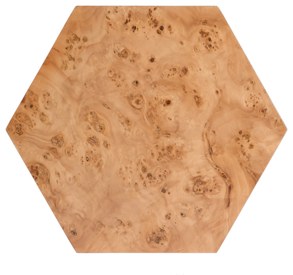 Billie Burl Hexagon Side Table, Traditional Burl