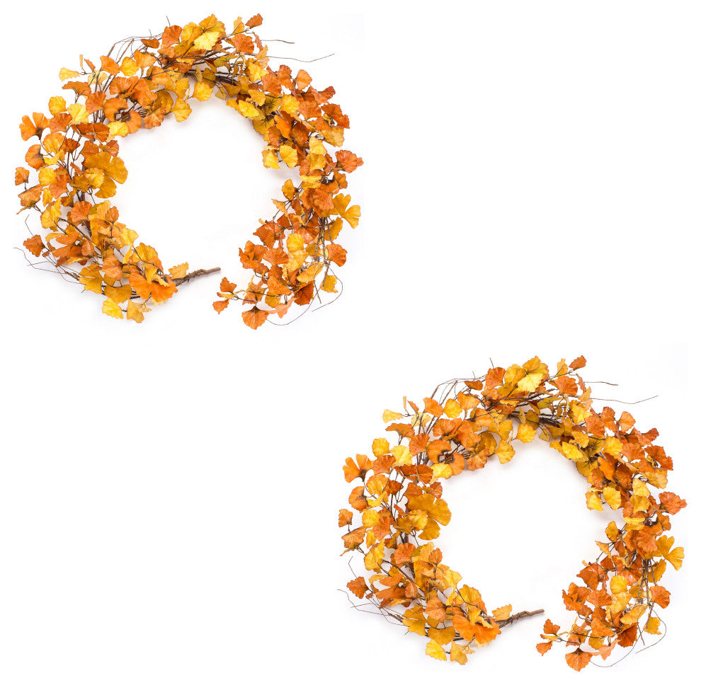 Fall Gingko Leaf Garland, 2-Piece Set