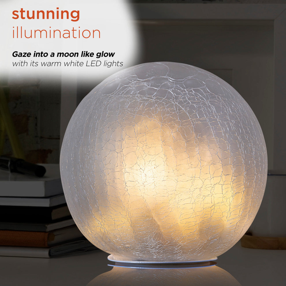Cream Textured Glass Gazing Globe with LED Lights