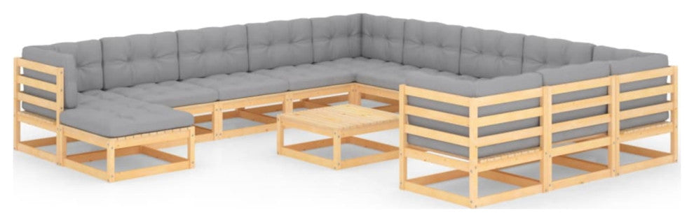 Vidaxl 13 Piece Garden Lounge Set With Cushions Solid Pinewood