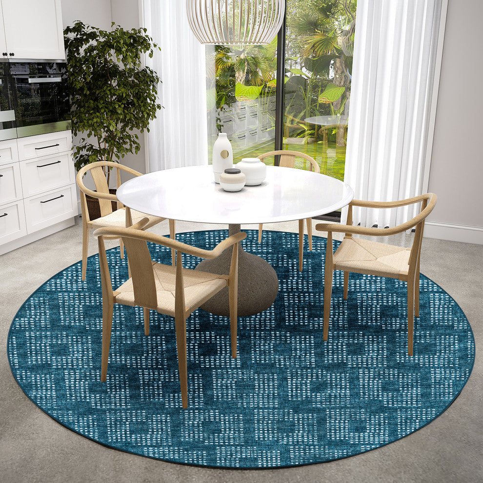 Delano DA1 Navy 4' x 4' Round Rug