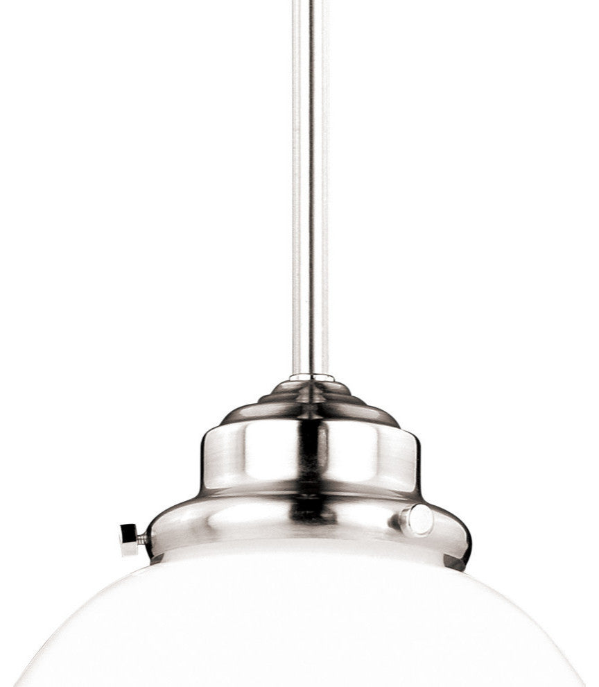 Vaxcel Huntley 12" Pendant, Satin Nickel, Milk Glass