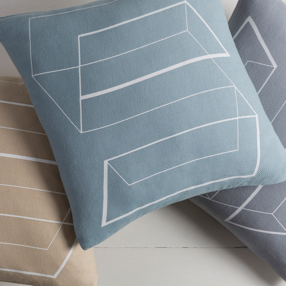 Surya Teori TO-011 20"x20" Pillow Kit, White/Light Gray