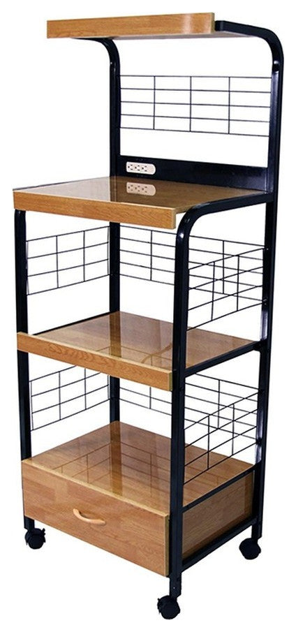 Mod Black and Natural Microwave Kitchen Cart