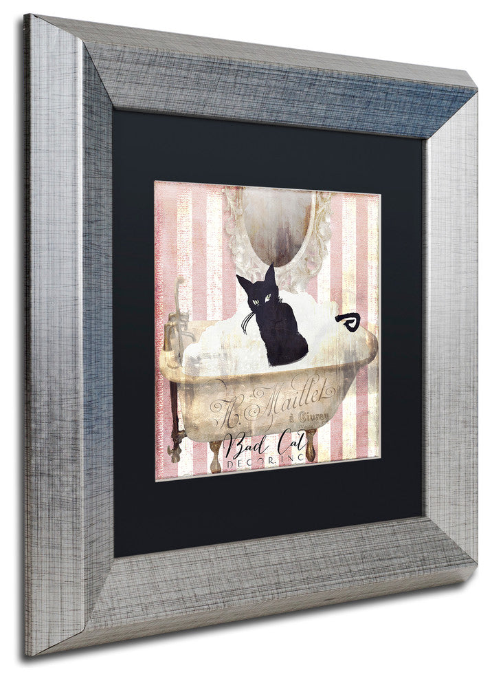Color Bakery 'Bad Cat II' Art, Silver Frame, Black Matte, 11"x11"