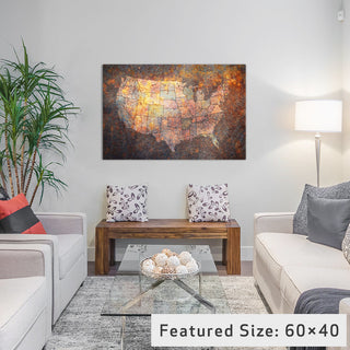 "Usa Map" Wrapped Canvas Art Print, 26x18x1.5