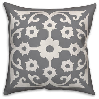 Gray and White Tile 18x18 Throw Pillow Cover