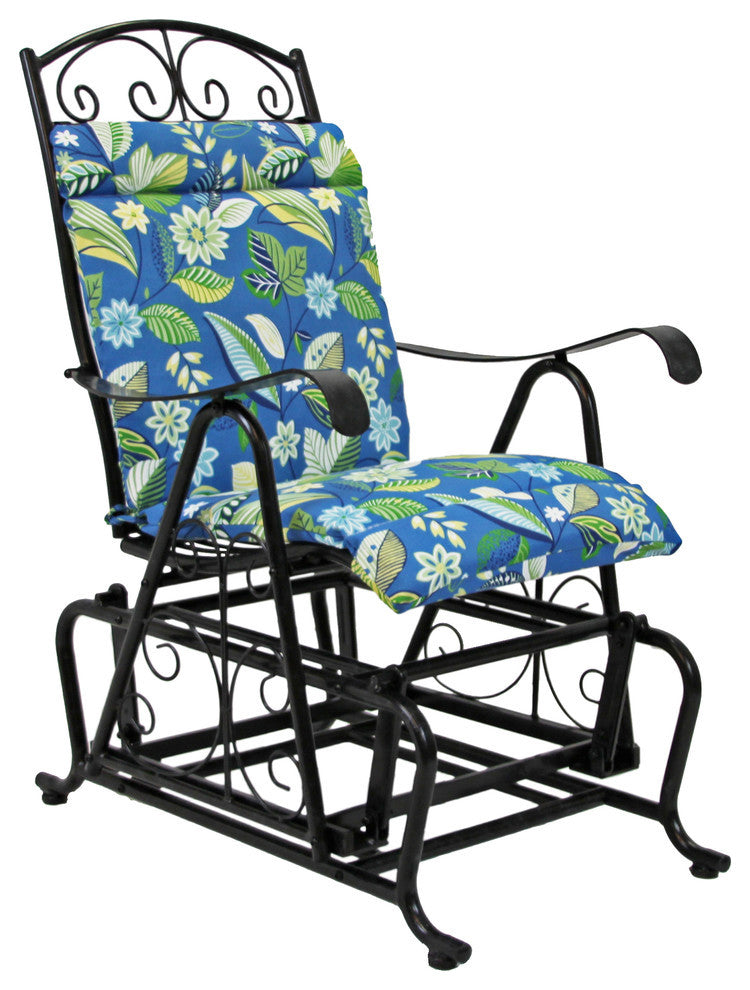 Single Glider Chair Cushion, 1 Piece Seat and Back, Skyworks Caribbean