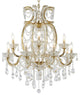 12-light Satin Brass Chandelier With Clear Hanging Crystals