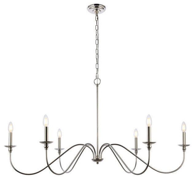 Transitional Polished Nickel 6-Light Chandelier