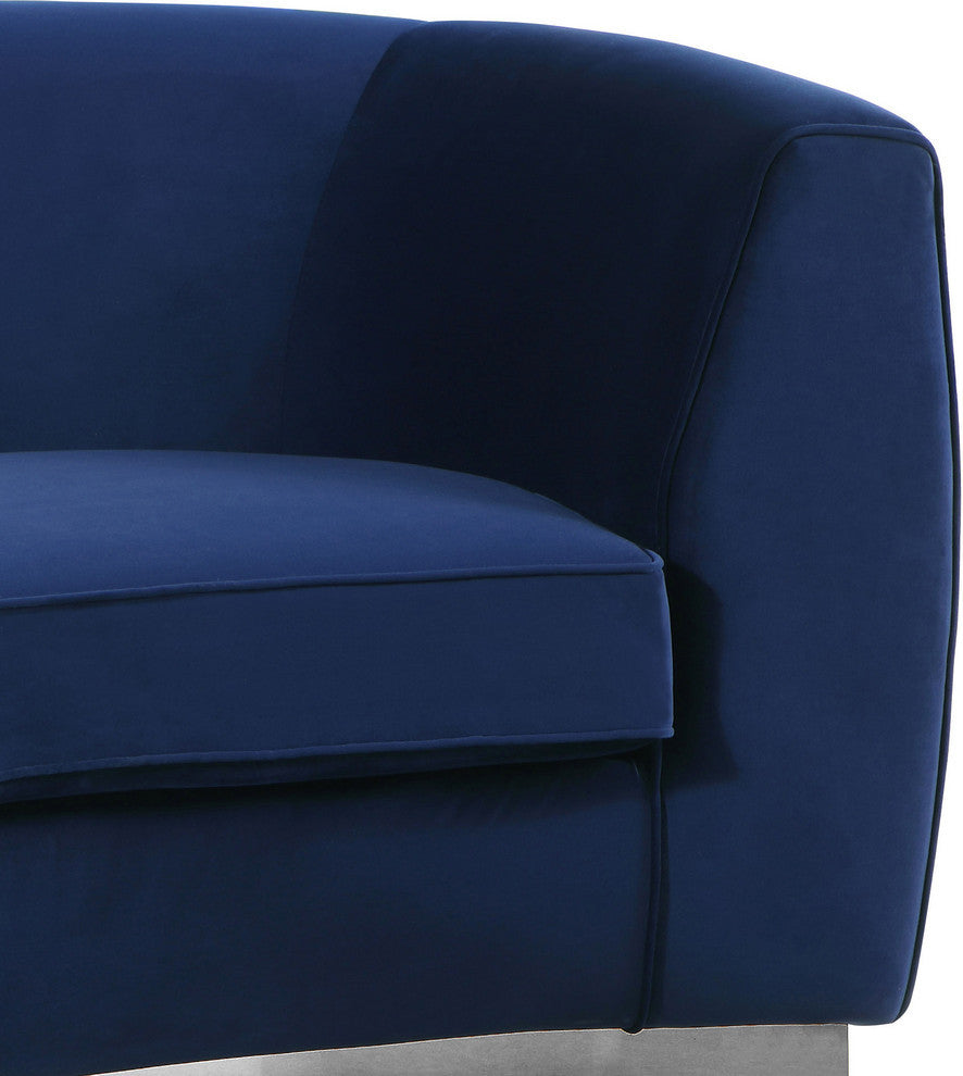 Julian Velvet Upholstered Chair, Navy, Chrome Base