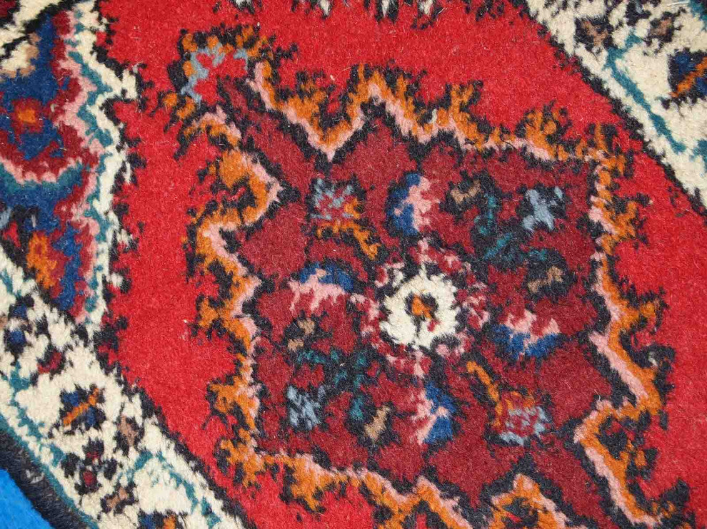 Handmade vintage Persian Hamadan rug 1.3' x 1.9' (40cm x 60cm) 1970s