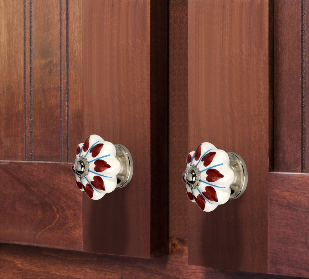 Heart 1-37/50", 44 mm, White Cabinet Knob, Pack of 5