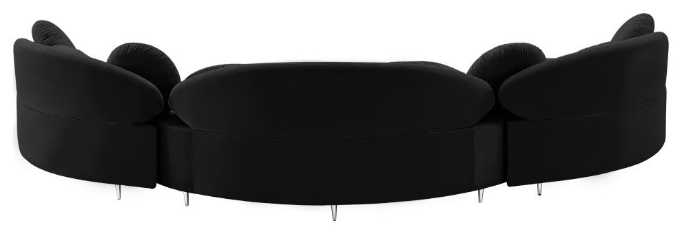 Vivacious Velvet Upholstered 3-Piece Sectional, Black