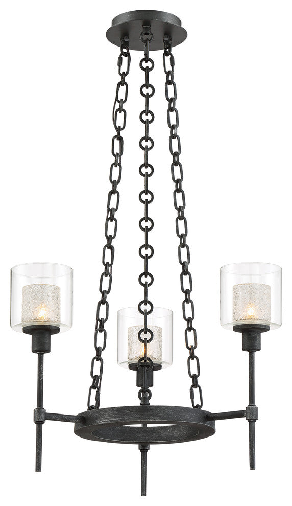 Cazadero 3-Light Chandelier, Weathered Pewter