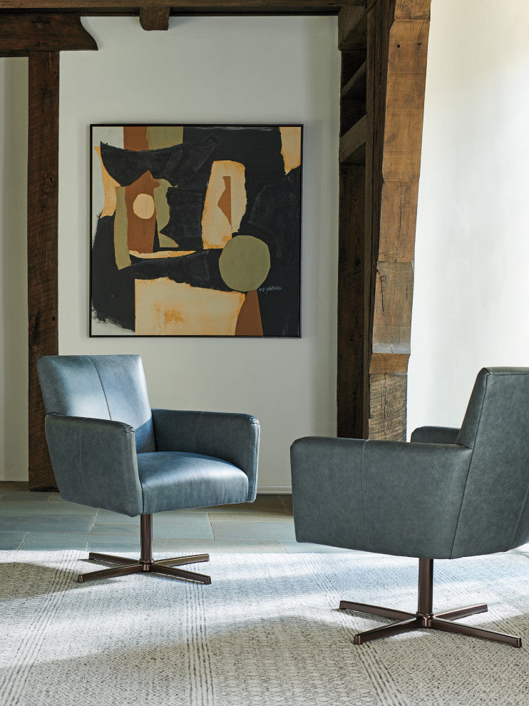 Brooks Leather Swivel Chair Bronze