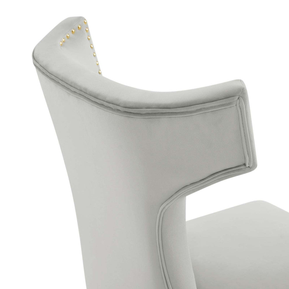 Curve Performance Velvet Dining Chairs, Set of 2, Light Gray