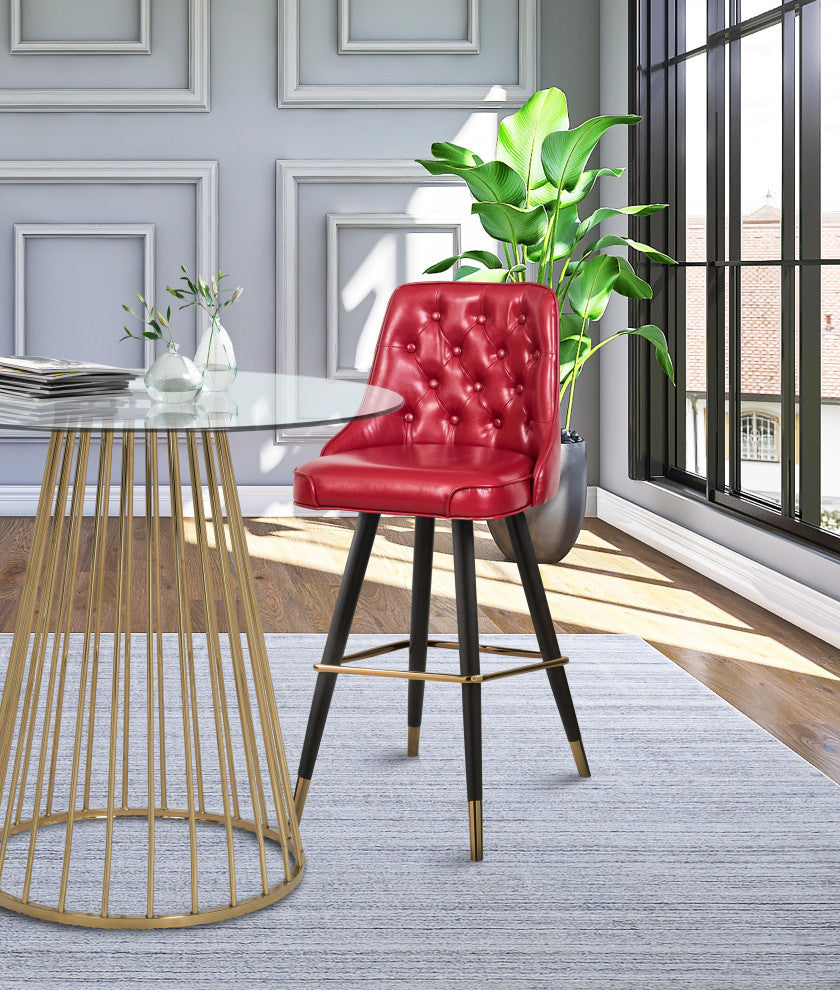 Portnoy Faux Leather Upholstered Bar Stool, Set of 2, Red