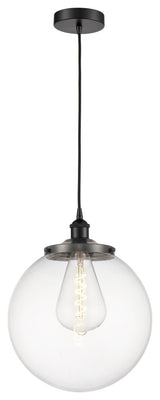 Beacon 1-Light 14" Cord Hung Mini Pendant, Matte Black, Clear