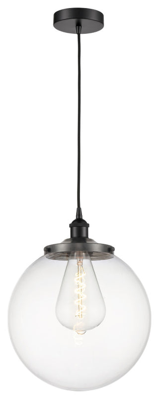 Beacon 1-Light 14" Cord Hung Mini Pendant, Matte Black, Clear