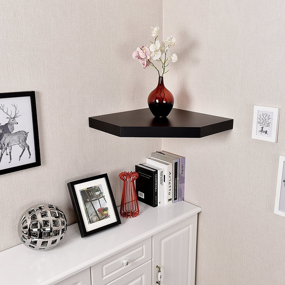 Chicago Wall Floating Corner Shelf, Black