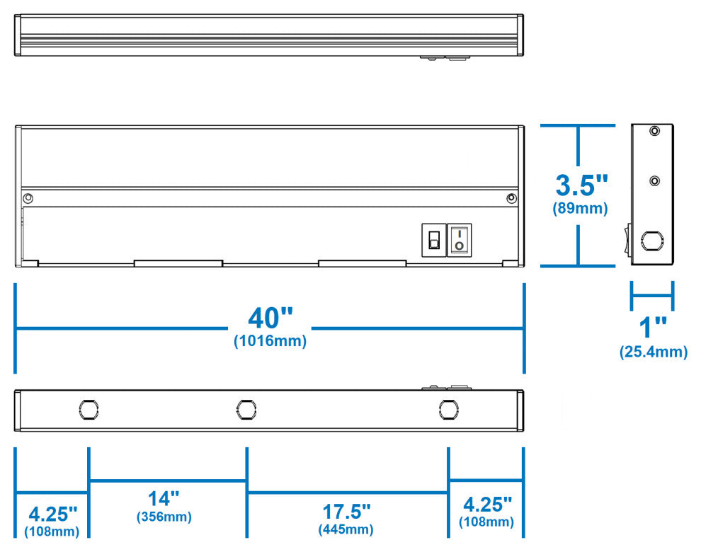 NUC-5 Series Selectable LED Under Cabinet Light, Black, 40