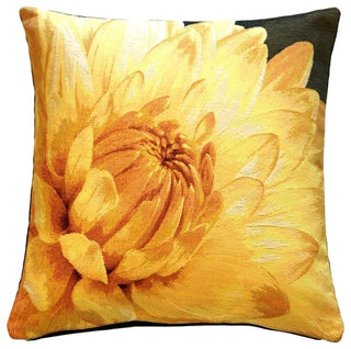 Pillow Decor - Yellow Dahlia Bold Blossom Tapestry Throw Pillow