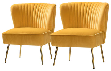 Upholstered Side Chair, Set of 2, Mustard