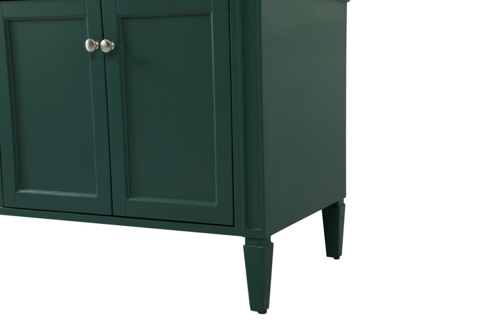 Home Living Vanity with Carrara White Marble Countertop, Green, 72", Double Sink